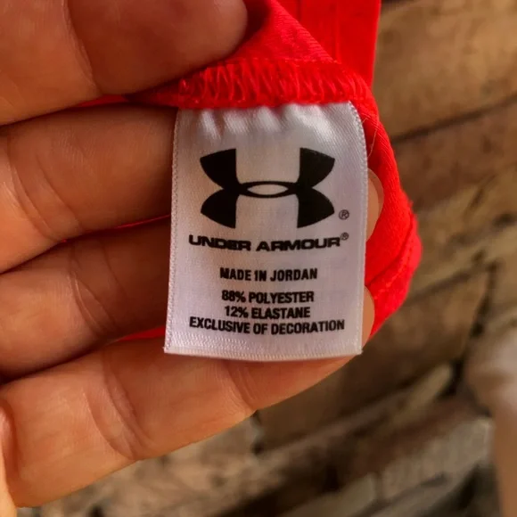 Under Armour neon orange pink Fitted Workout Shirt women Small EUC - Picture 7 of 8